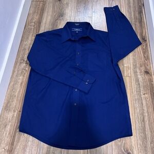 CROFT & BARROW D BLUE MEN'S SHIRT Button-up Long Sleeve Size 16.5 32/33